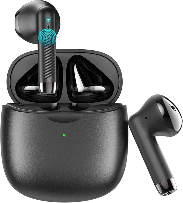 Wireless Earbuds Bluetooth 5.3, Stereo Bass Headphones with Noise Cancelling Mic, 32H Playtime, USB C Charging Case