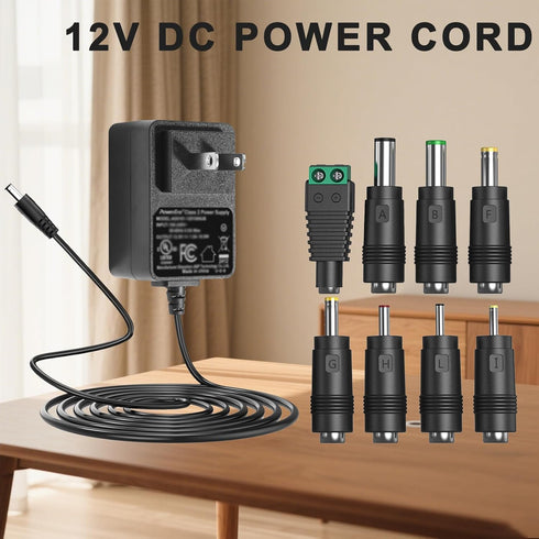 GGRD 12V 2A 8 12Volts 500mA-2000mA Power Supply AC Adapter Replacement with Tips, Universal Regulated Regulated Power