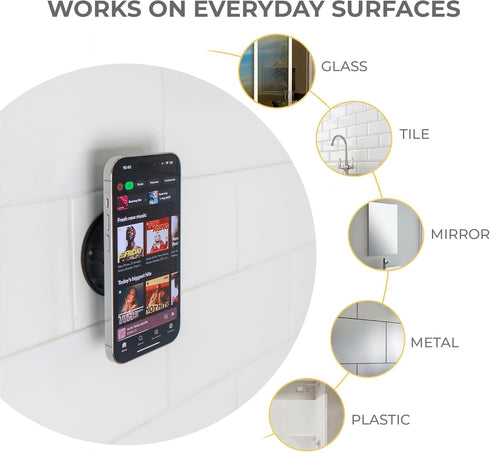 MagSafe Phone Holder Portable Mount, Reusable Stand for Shower, Mirror, Kitchen, Compatible with MagSafe, Adjustable