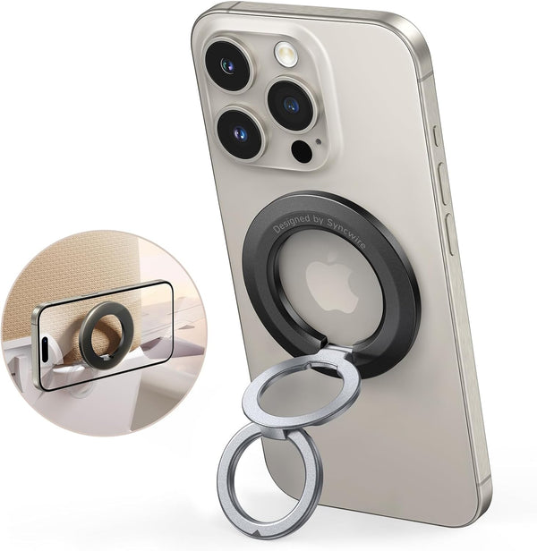 SYNCWIRE Magnetic Phone Ring Holder for iPhone 15/14/13/12 Pro Max - Compatible with MagSafe Accessories.