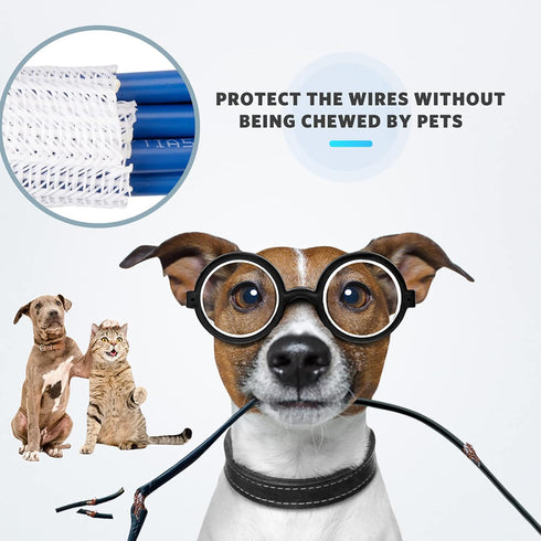 AGPTEK Cable Sleeve Cover, 10ft - 1.5 inch Wire Organizer for Home Office, Protects Cables from Pets