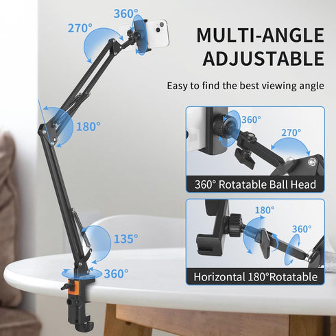 LILANZo Phone Holder for Bed Desk, Overhead Phone Mount with Wireless Remote, Flexible Phone Stand Lazy Bracket Mount
