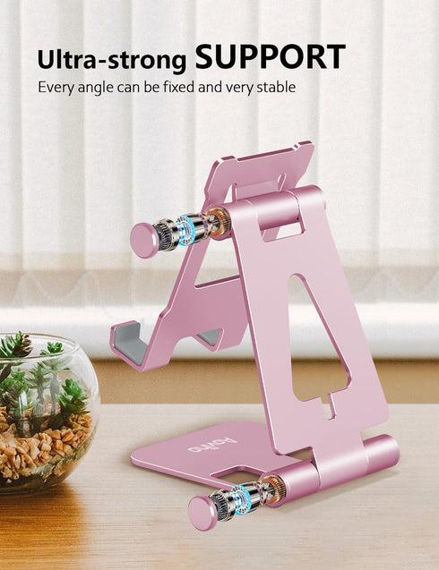 Aoviho iPhone17 16 15 14 13 12 11 8 7 6 5 5s Cell Phone Stand for Desk, Adjustable Desktop Phone Holder Stand, Foldable