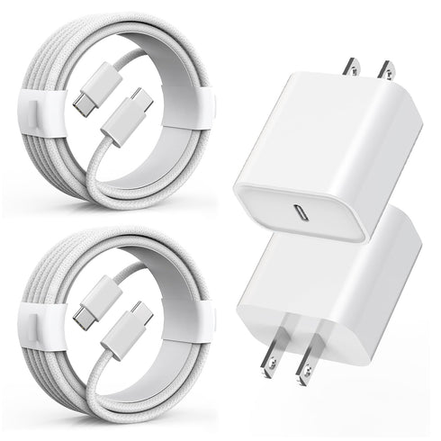 Long Charger for iPhone 15, 20W USB C PD Fast Charging Charger 2-Pack, 6FT Type C to C Cable for iPhone 15/iPad Pro