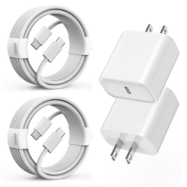 Long Charger for iPhone 15, 20W USB C PD Fast Charging Charger 2-Pack, 6FT Type C to C Cable for iPhone 15/iPad Pro