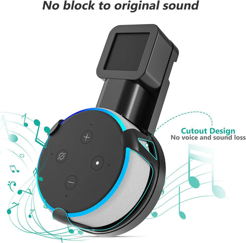 WALI Outlet Wall Mount, Holder Stand for Echo Dot 3rd Gen, Smart Home Speakers Plug Mount for Alexa with Cable Management, (AMM002-B), 1 Pack, Black