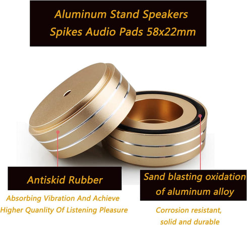 Tertullus 4 Pcs Aluminum HiFi Turntable Feet, Isolation Feet for Speakers, Spikes Audio Pads 58x22mm, Gold