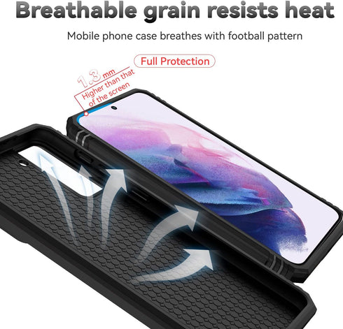 Samsung Galaxy S21 Case with Dual Layer Military-Grade Protection, Kickstand, HD Screen Protector, Black