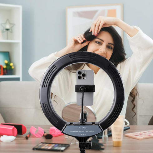 Leenconghui 1/4"-20 Universal Phone Holder for Ring Light, and Hot Shoe Adapter, Flexible Phone Mount for Ring Light