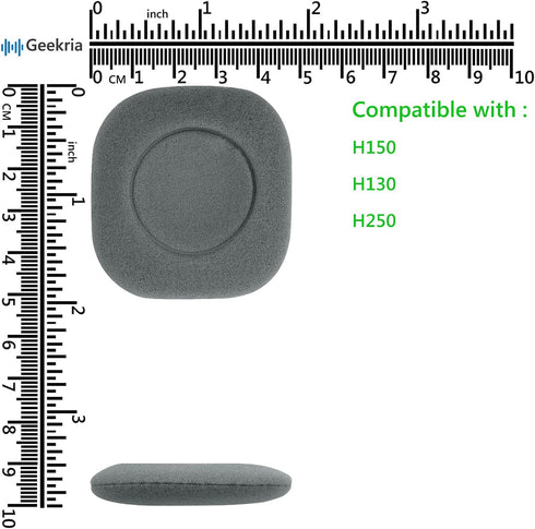 Geekria QuickFit Foam Ear Pads Replacement for Logitech H150 H151 H130 H250 Headphones, Grey Earpads