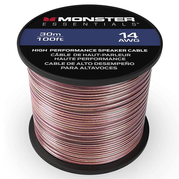 Monster XP Copper Clad Aluminum (CCA) Speaker Wire, 14 Gauge Cable 100 FT Spool, Ideal for Home Cinema