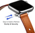 OUHENG Slim Bands for Apple Watch, 42mm 41mm 40mm 38mm, Women Genuine Leather Replacement Thin Strap (Brown/Silver)
