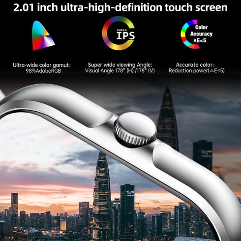 Smart Watch for Women Men, 2.01" Fitness Tracker with Heart Rate Monitor, IP67 Waterproof, Black for Android iOS Phones