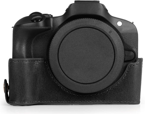 MegaGear Ever Ready Genuine Leather Half Camera Case for Canon EOS R100 - Black