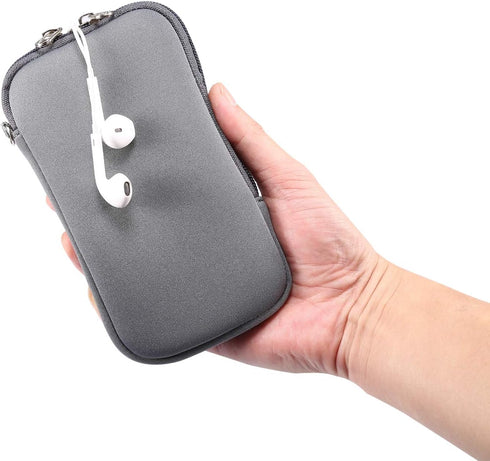 Neoprene Shock Absorbing Pouch, Large Cell Phone Sleeve Case with Zipper/Neck Strap for Samsung Galaxy Note