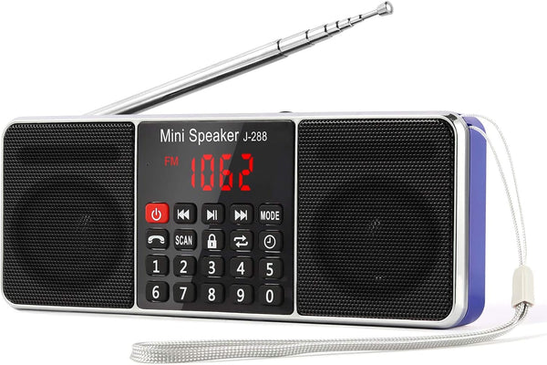 PRUNUS J-288 Portable AM FM Radio with Bluetooth Speaker, Sleep Timer, Power-Saving Display, Ultra-Long Antenna, AUX