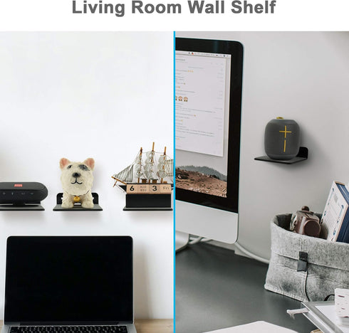 TXEsign Small Wall Shelf Speaker Stand - Mount for Webcam, Cell Phones, Mesh Router, Display Shelf Acrylic (Black)