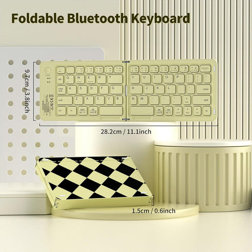 Ubxxziy Z1 Foldable Bluetooth Keyboard with UV Printing Technology Rechargeable Keyboards,Compact Wireless Travel