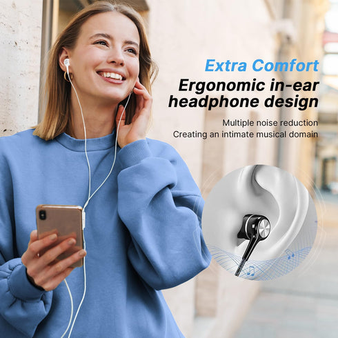 Earbuds Earphones with Microphone, 5 Pack Wired Heavy Bass Headphones, Earphone with Noise Isolating, Fits 3.5mm Interface for iPad, Desktop