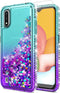 STARSHOP Compatible with Samsung Galaxy A01 Phone Case, Liquid Floating Glitter Quicksand Bling Cover with Tempered