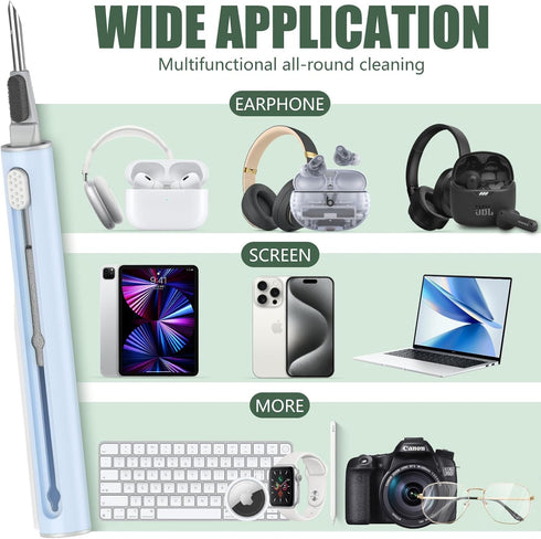 Cleaner Kit for AirPods Pro 1 2 3, Pen Shape Cleaning Kit with Soft Brush and Sponge Tool for Earbuds and Devices (Blue)