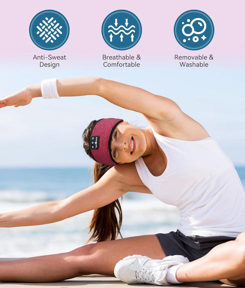 MUSICOZY Sleep Headphones Wireless Bluetooth 5.2 Headband, Music Sports Sleeping Headphones for Women, Girls, Workout,