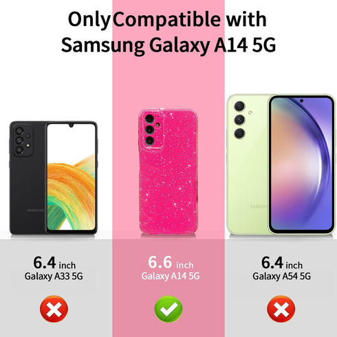MINSCOSE Compatible with Samsung Galaxy A14 5G Case,Cute Bling Glitter Thin Slim Shockproof TPU Sparkly Cover for Women Girl for Galaxy A14 6.6 INCH-White