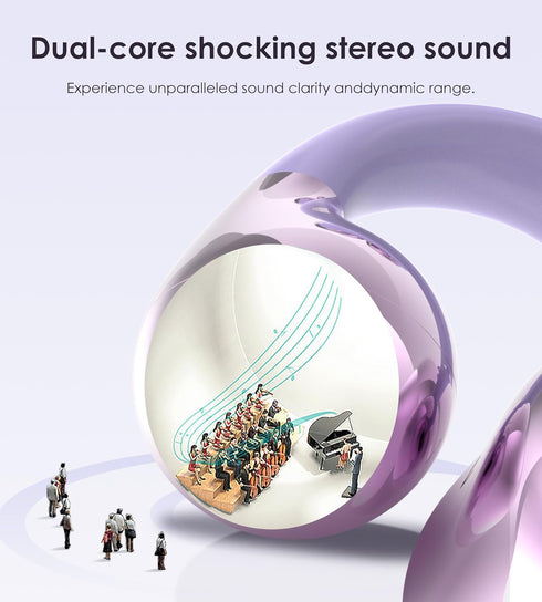 King Lucky Clip on Earbuds, Open Ear Wireless Bluetooth 5.4 Headphones with Mic, 50H Play, Waterproof, Sports (Purple)