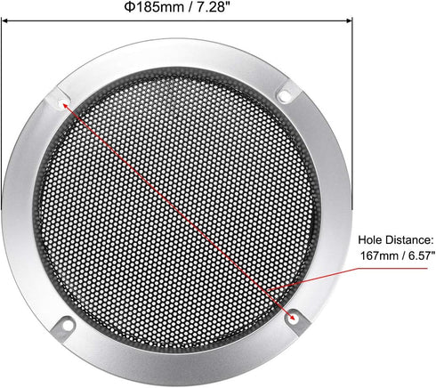 uxcell 6.5" Mounting Hole Diagonal Distance Speaker Grill Mesh Decorative Circle Woofer Guard Protector Cover Accessories Silver