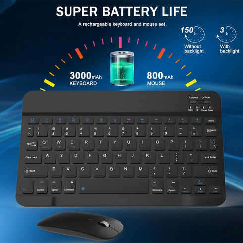 GOGARA Set Set Rechargeable Bluetooth Keyboard and Mouse Combo, Universal Ultra-Slim Wireless Keyboard Mouse
