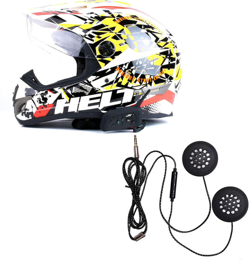 Flylin Motorcycle Helmet Headset, Universal Racing Helmet Speakers, Wired Helmet Sports Headset with 3.5mm Male