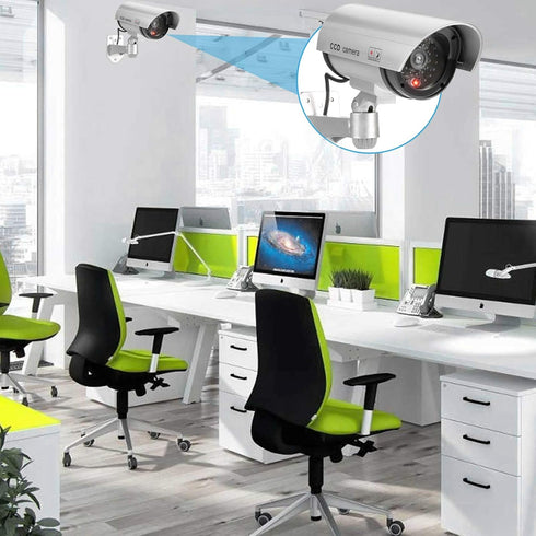 FITNATE Fake Camera, Dummy CCTV Surveillance System with LED Flashing Light, 4 Safety Warning Stickers, Fake Security