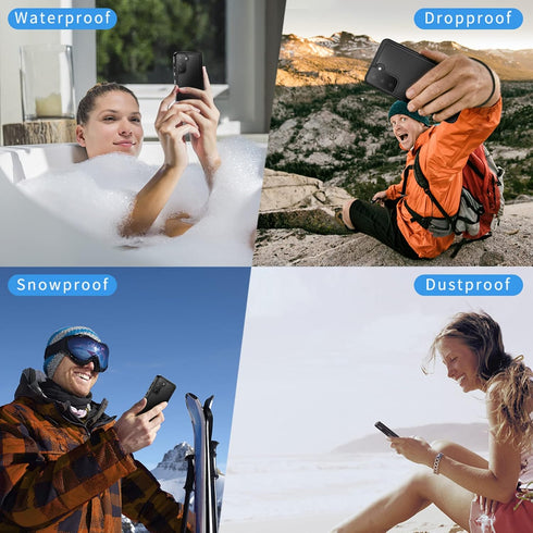 Lanhiem Waterproof Case for Samsung Galaxy S22 - IP68 Dustproof with Built-in Screen Protector, Heavy Duty Black/Clear