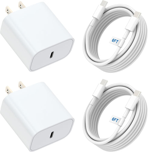 iPhone 15 Charger Fast Charging, 2-Pack 6FT USB C to C Cable with Fast Charging Blocks for iPhone 15 Series