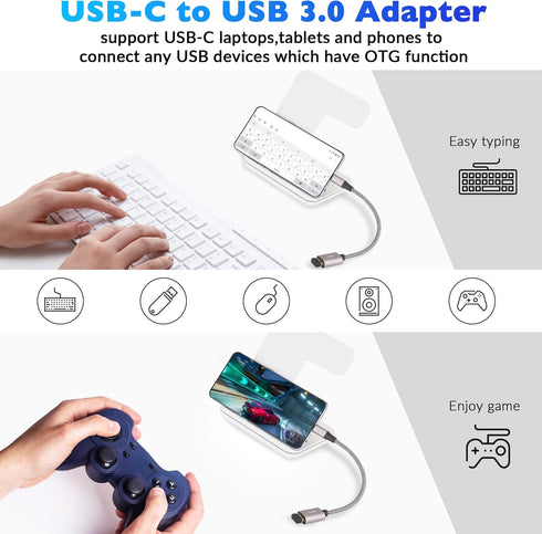 Micro USB to USB Adapter, Micro USB 2.0 OTG Cable 2 Pack, Nylon Braided, Aluminum Shells for S7 LG