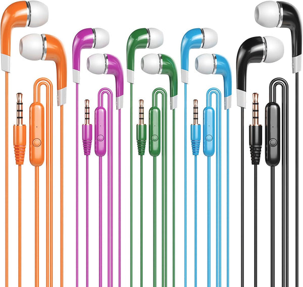 Kids Earbuds with Microphone 30 Pack, Bulk Stereo Disposable Wired Earphones Headphones for Kids Students Classroom