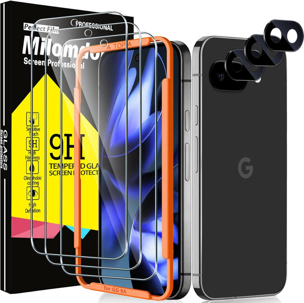 Milomdoi 3 Pack Tempered Glass for Google Pixel 9A Screen Protector with