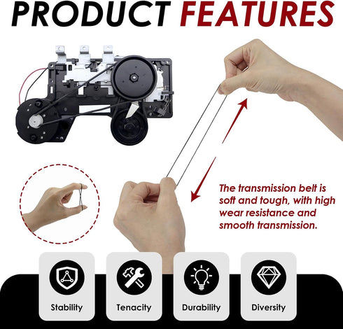 TNJPSEK 50 Cassette Set (3mm Pcs Player Belts Replacement Kit, Mixed Flat Rubber Drive Belts for Tape Recorder Repair