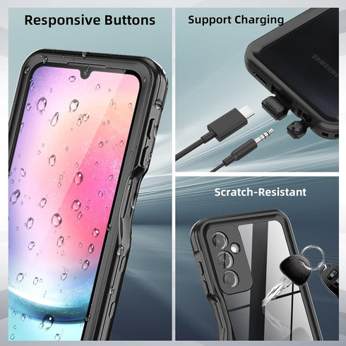 Waterproof Case for Samsung Galaxy A24 4G Phone, Built-in Screen Protector, Full Body Dustproof Shockproof Protection
