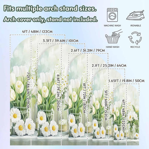 Jnbasdffb 7.2 FT,Summer Green Spring Floral Wedding Arch Cover,Stretchy Spandex Arch Backdrop Stand Covers Flowers