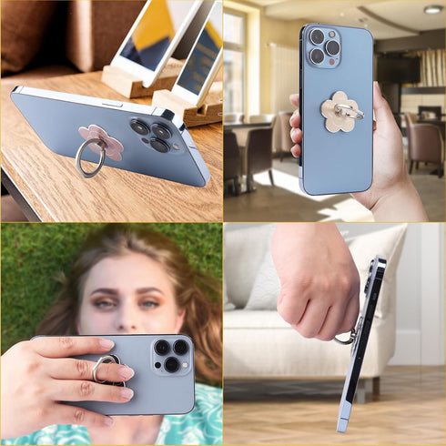 KINMINGZHU 4pcs Flower,360 180Angle Cell Phone Ring Stand,Cell Phone Ring Holder Rotate and Adjustable Metal Finger