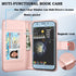 Takfox Galaxy J3 2018 Leather Wallet Case, Flip Folio with 9 Card Holder and Detachable Strap in Rose Gold
