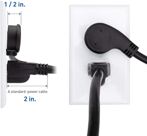Cable Matters 2-Pack 16 AWG Low Profile Right Angle Power Cord, 6 Feet