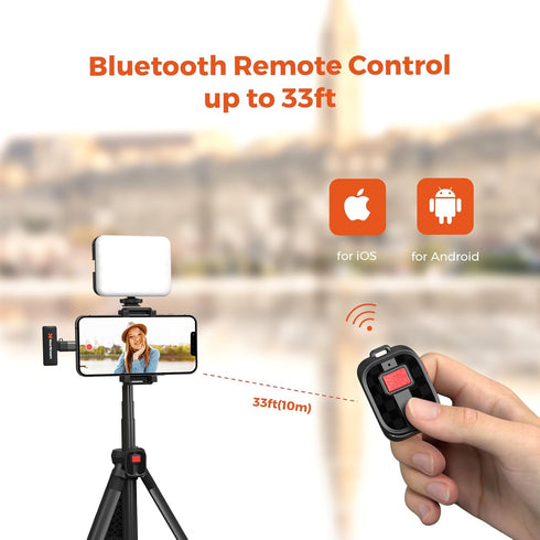 VK10 Vlogging Kit for Smartphone, Fill Light, Microphone, Phone Mount, Tripod, Bluetooth Remote Control