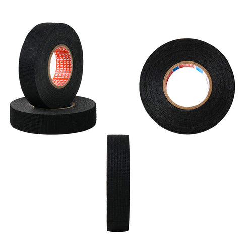 HSTECH 8 15mm 15m Rolls Wire Loom Harness Cloth Tape, Speaker Wiring Harness Cloth Tape, Black Adhesive Fabric Tape