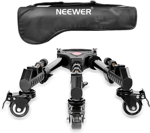 NEEWER Heavy Duty Photography Tripod Dolly with 33lbs Capacity, 2-Inch Rubber Wheels, Adjustable Leg Mount & Carry Bag