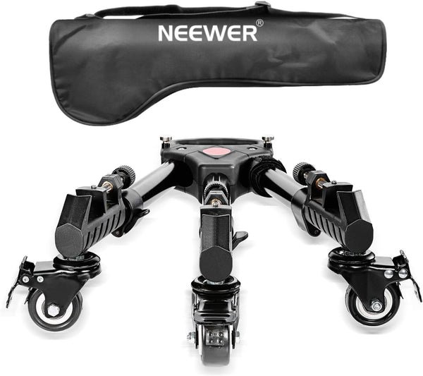 NEEWER Heavy Duty Photography Tripod Dolly with 33lbs Capacity, 2-Inch Rubber Wheels, Adjustable Leg Mount & Carry Bag