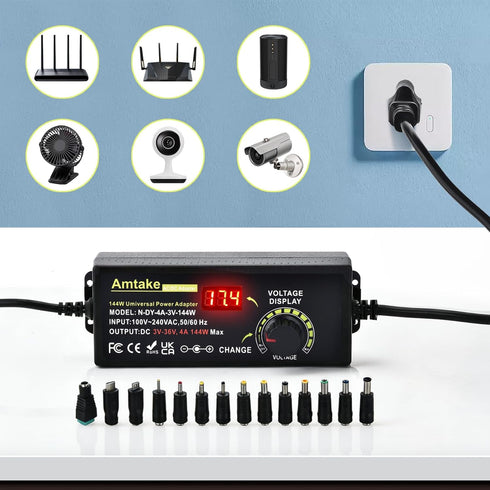 Amtake 4A 144W 3V~36V 3V 5V 12V 24V 30V 36V 14 Adjustable Universal Power Supply Adapter Adjustable Variable Switching
