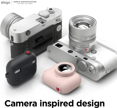 elago Snapshot Cover for Apple AirPods Pro, Cute Classic Camera Design, Sand Pink, Key Ring Included