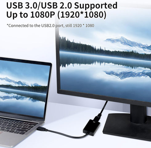 ELUTENG USB to HDMI Adapter 1080P, USB 3.0/2.0 to HDMI Converter with Audio for PC Laptop Projector HDTV